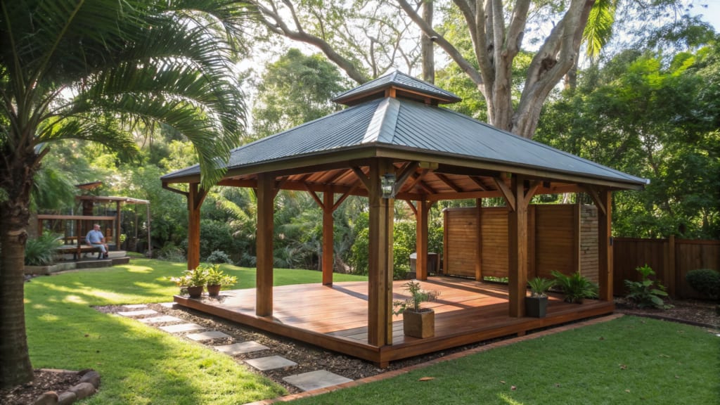 Timber gazebo built for an Ipswich backyard