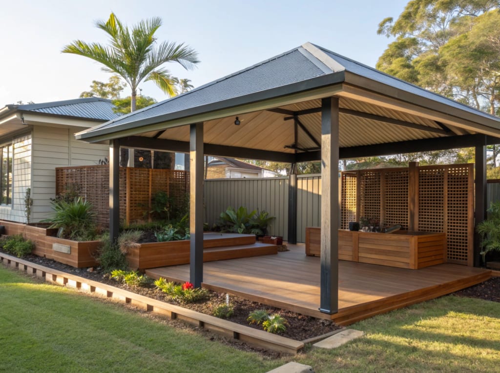 A beautifully designed freestanding outdoor pavilion