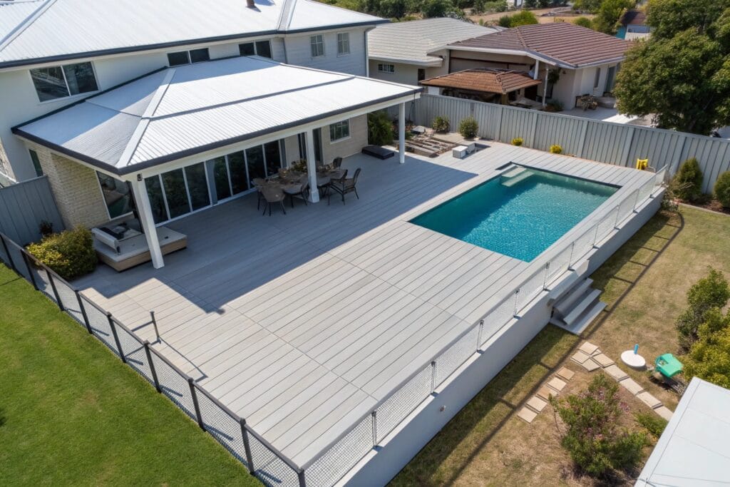 Composite pool decking surround installed at an Ipswich Queensland home