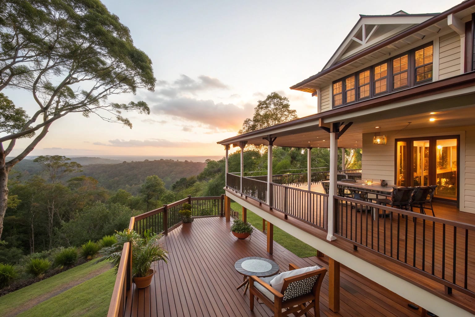 Elevated deck on a Queenslander home in Ipswich