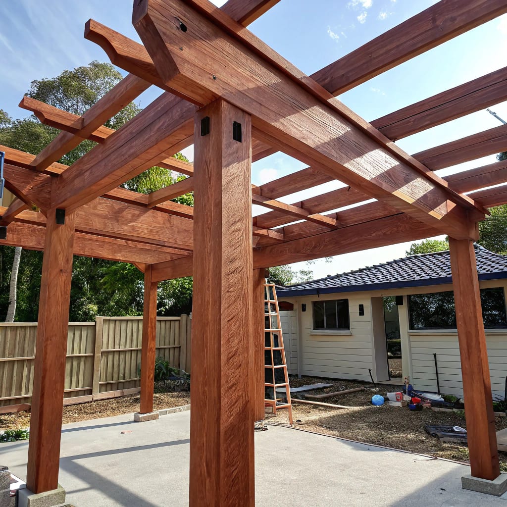Merbau timber pergola frame