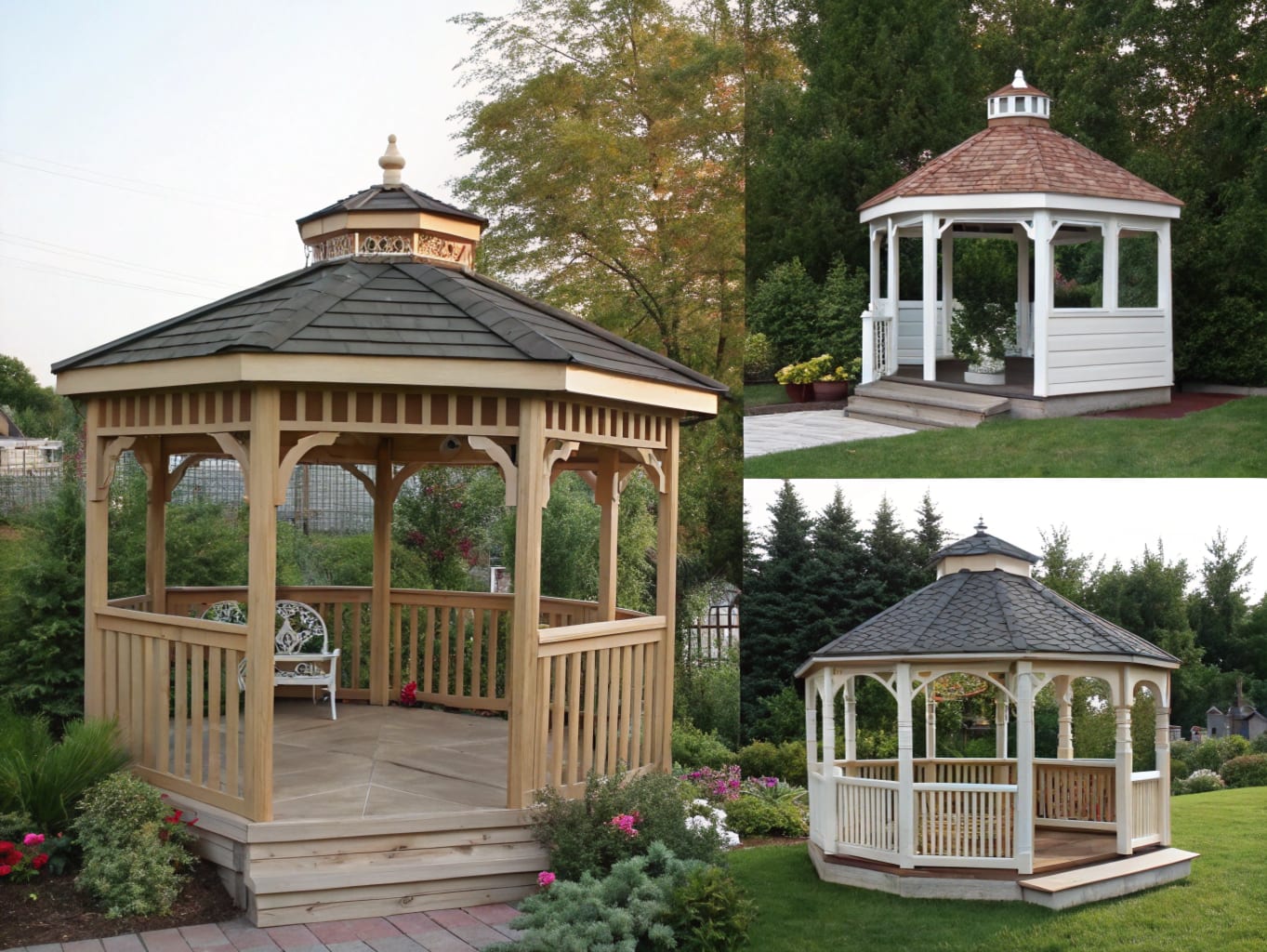Open, partially enclosed, and fully framed gazebo styles compared