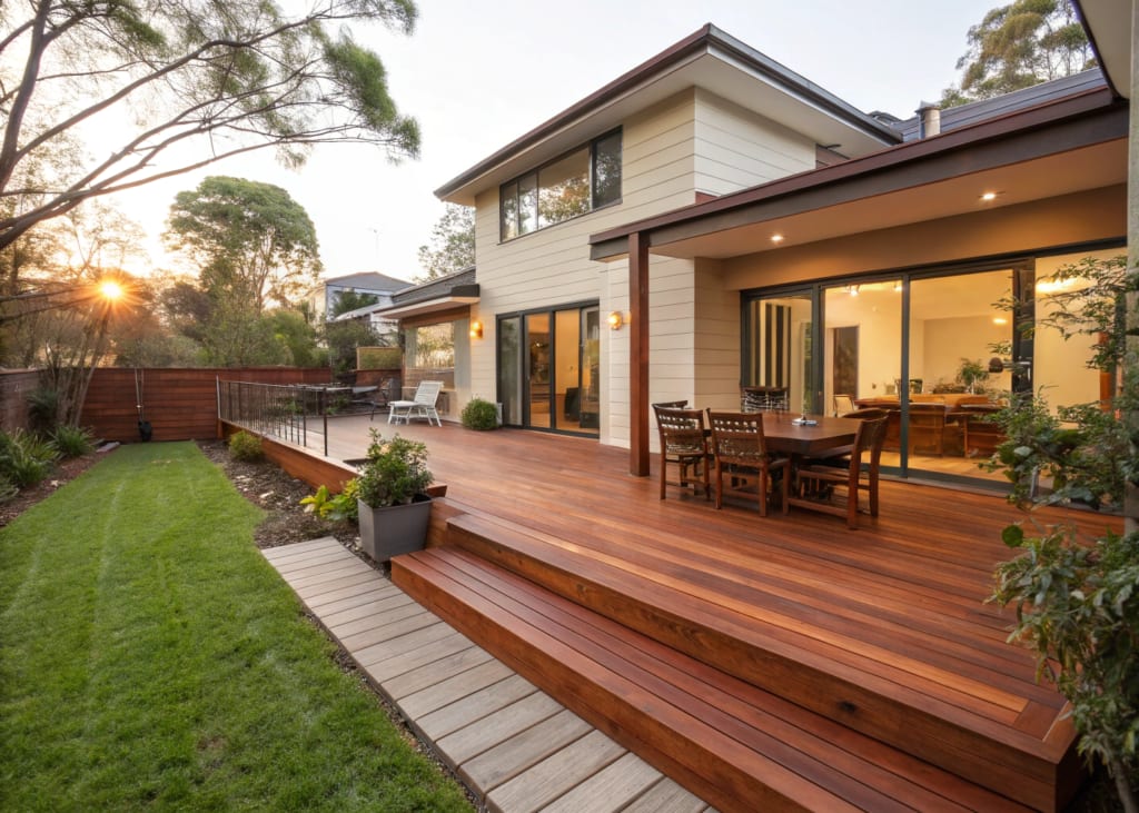 A beautifully finished hardwood timber deck attached to a Brassall home